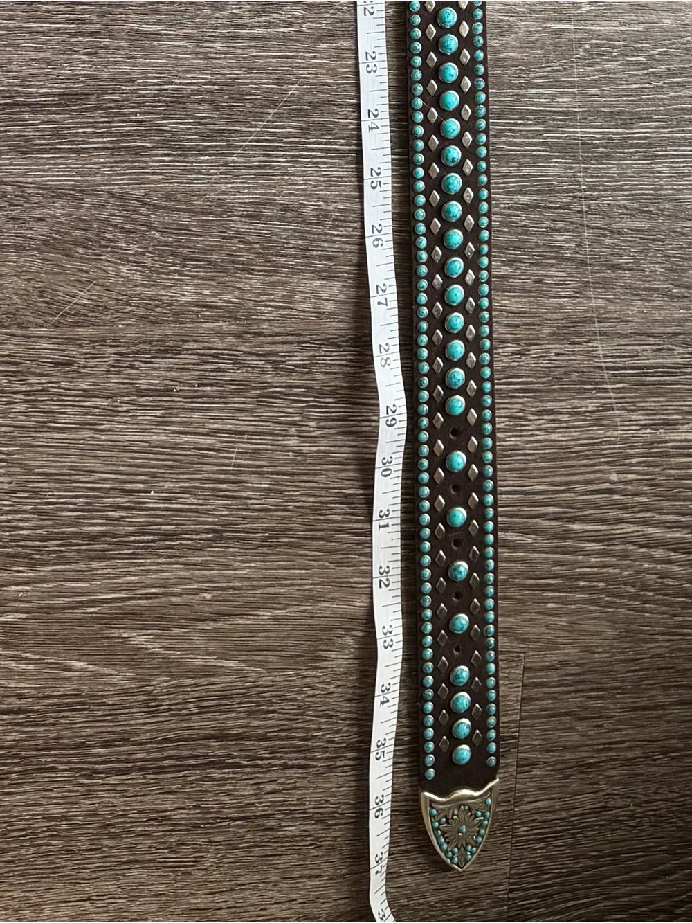 Nocona Western Leather Turquoise Studded Belt